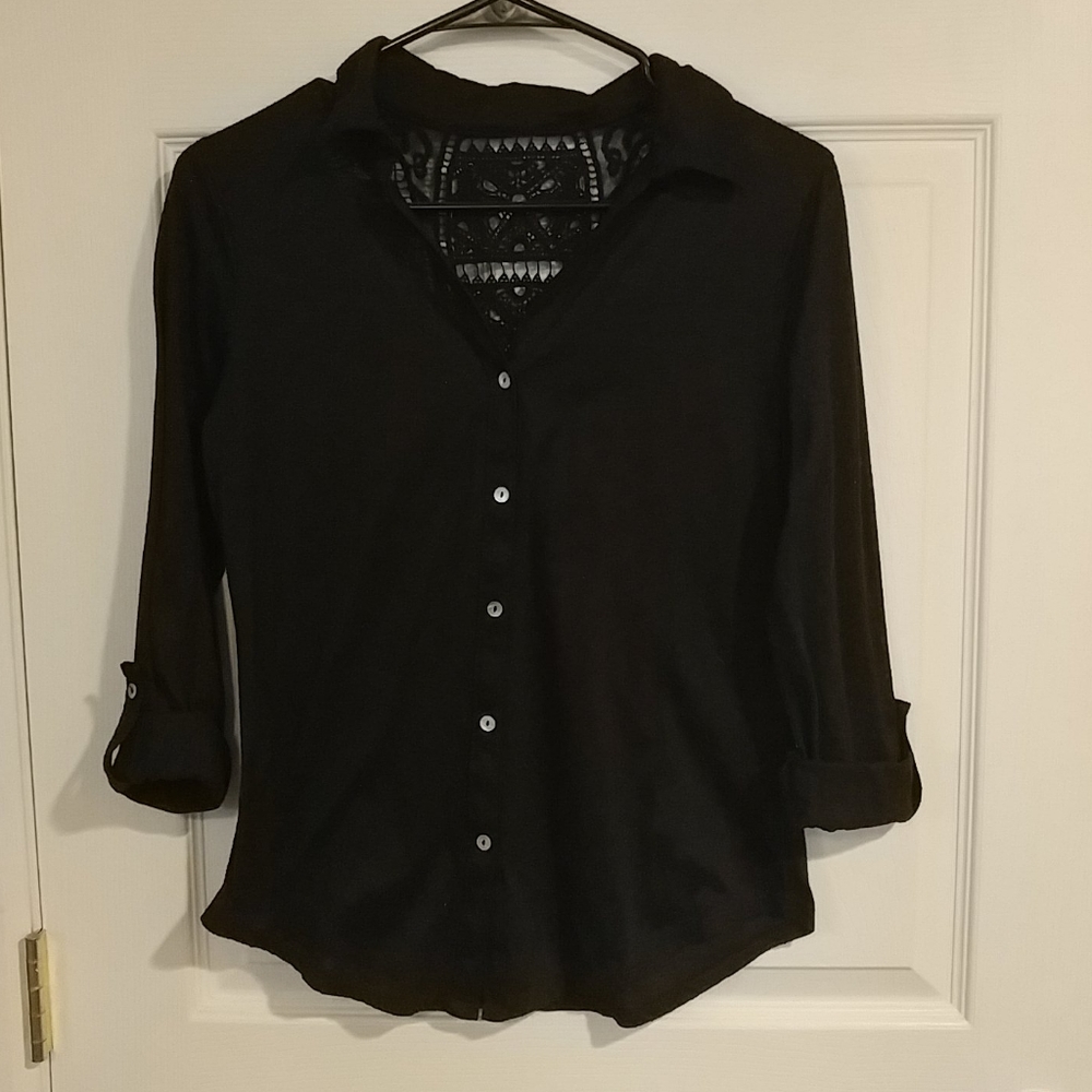 Black Blouse With Lace Detail